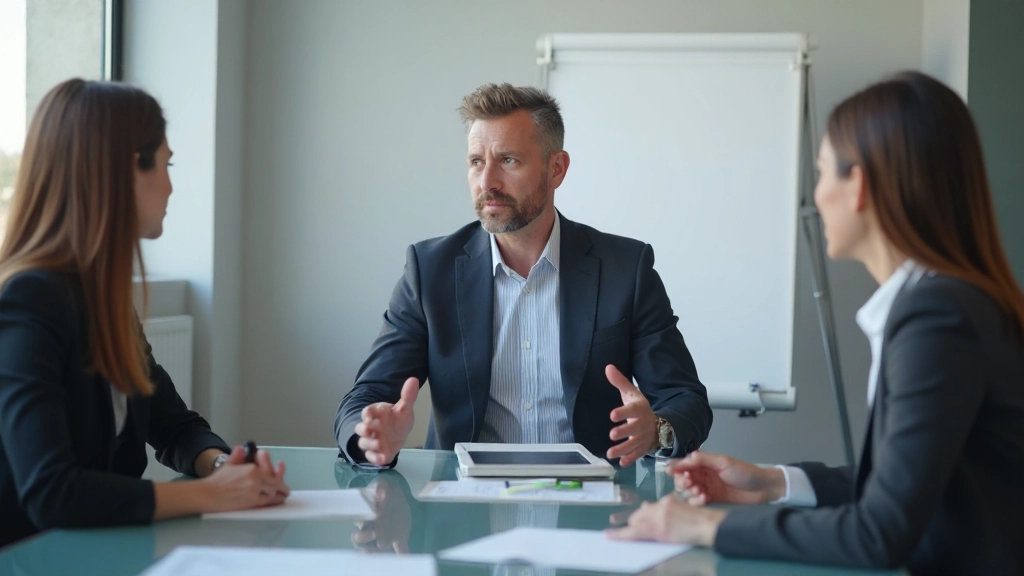 Profissional em reunião de negócios, representando vocabulário de negócios em espanhol