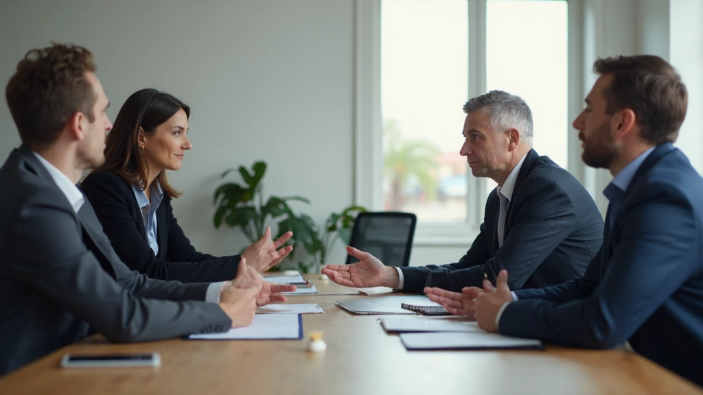 Profissional de negócios apresentando termos comerciais em espanhol em reunião corporativa