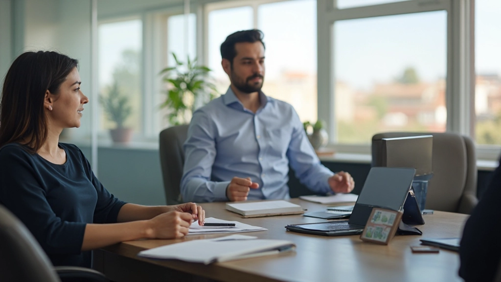 Profissional em reunião de negócios em ambiente corporativo moderno