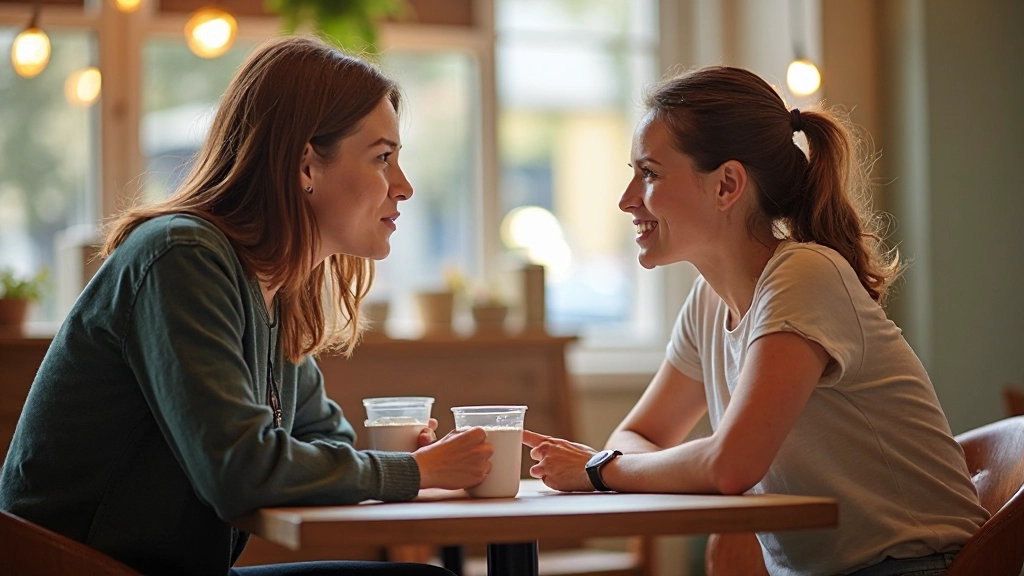 Professional conversation practice between two people in casual Spanish dialogue setting